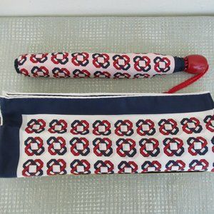 New in Box - Vintage SCARF and UMBRELLA SET Blue, Red and White, Made in Japan